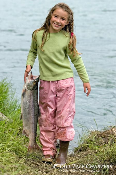 Girl Holding Sockeye Salmon